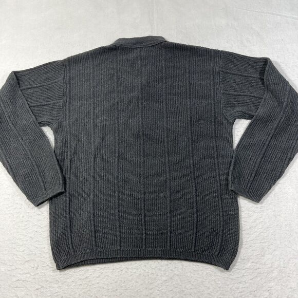 Vintage Hard Rock Cafe Madrid Men's Small Henley Knit Pullover Sweater Gray - Picture 9 of 12